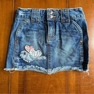 Old Navy Kids Blue Denim Skirt with Floral stitched detail Size 5